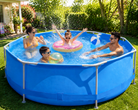 Piscine hors sol sur mesure avec structure ronde, piscine en métal pour l'extérieur