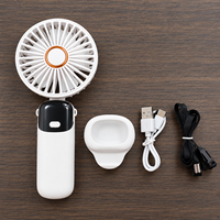 Ventilateur portable pliable USB à 5 vitesses avec affichage, moteur sans balais, double alimentation (USB/Batterie Lithium) pour bureau et extérieur