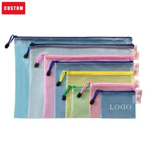 Bolsa de malla impresa con logotipo personalizado, impermeable, con cremallera, multiusos, para oficina y escuela - Product Image 2