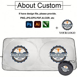 Foldable Front Windshield <b>Shade</b> Polyester Uv Heat Sun <b>Shades</b> Auto Double Circle Car Sunshade With Custom Logo Print - Product Image 4