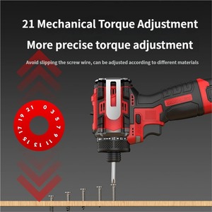 Taladro Atornillador Inalámbrico de 21V con Batería de Litio, Grado Industrial, Alto Torque, 80Nm, 2.0Ah, Larga Duración, 1/4'', Sin Escobillas - Product Image 4