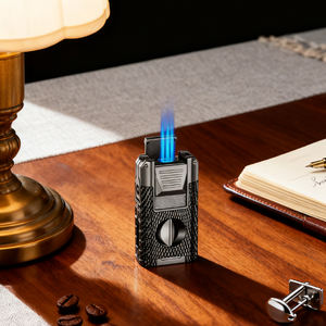 Porte-cigare gonflable multifonction avec coupe-cigare en forme de V à flamme directe à 3 jets Caractéristique coupe-vent rechargeable - Product Image 4