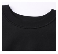 T-shirt unisexe en coton tricoté 100 % avec imprimé dessin animé léger, coupe ample, col rond, manches courtes, noir, 300 grammes