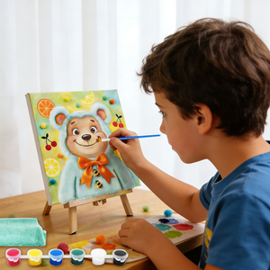 Kit de Peinture en <span class=keywords><strong>Feutre</strong></span> DIY Ours Citron Menthe, Ensemble Artisanat Tout-en-un avec Cadre et Chevalet, Kit Artistique pour Enfants, Décoration Maison Faite Main et Cadeau - Product Image 1
