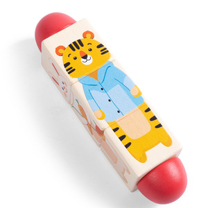 Jouet éducatif précoce pour enfants de 0 à 3 ans - Blocs de construction rotatifs en <span class=keywords><strong>bois</strong></span> sur le thème des animaux marins - Product Image 3