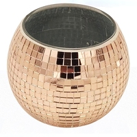 Porte-bougie en mosaïque de verre vintage à fond plat, pot à plantes avec lentille DISCO