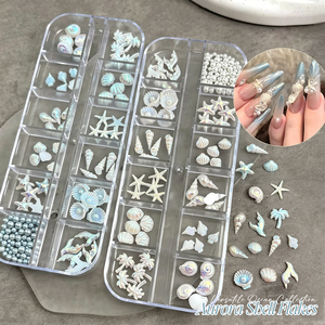 Kit de Nail Art Thème Océan : Flocons de Coquillage Irisés, Décorations Mixtes Coquillages et Conques pour <span class=keywords><strong>Manucure</strong></span> DIY, Fournitures Estivales pour Ongles de Plage - Product Image 3