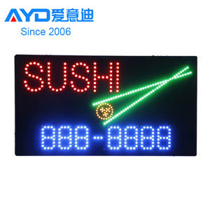 Letrero LED Acrílico Animado de 12x24 Pulgadas en Oferta, Letrero Luminoso para Interiores con Diseño de Sushi y Teléfono - Product Image 3