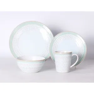 Reactieve Glazuur Diner Set Servies Sets Groene Kom Plaat Cup Keramische Steengoed China Gift Kan Apart Worden Aangeschaft