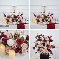 HH249 Karangan Bunga Buatan Grosir Warna Burgundy Pink untuk Dekorasi Pernikahan, Hiasan Meja, Alas Lilin, dan Dekorasi Floral