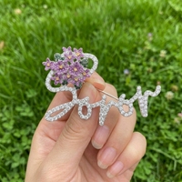 Nouvelle Arrivée Broche en strass SOROR motif fleur violette Delta, pour membre de sororité, style Diva, épinglette de revers