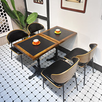 Ensemble de table et de chaises de style rétro en cuir pour café et restaurant, mobilier commercial pour hôtel