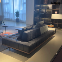 NORYA Canapé d'angle moderne minimaliste italien en cuir souple, ensemble de canapés de luxe dos à dos pour salon, meubles en bois