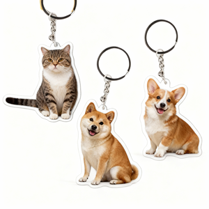 سلسلة مفاتيح أكريليك على شكل حيوانات أليفة، حلقة مفاتيح مخصصة، تعليقات أكريليك، سلسلة مفاتيح هولوغرافية مخصصة شفافة - Product Image 1