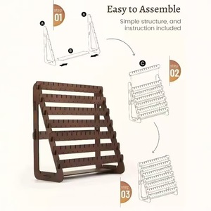 Présentoir à boucles d'oreilles en bois détachable à plusieurs niveaux, support rotatif multi-étages, décoration de table pour salon, cadre type boîte à ombre - Product Image 4