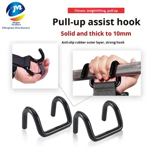 Grosir grosir Minglan Model 032 baja dilapisi karet barbel kait ganda peralatan kebugaran selesai hitam pegangan Pull-Up - Product Image 5