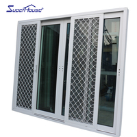 Fenêtre coulissante avec grille en diamant et moustiquaire verrouillable, vente chaude, aluminium Superhouse Australie, aluminium horizontal moderne 100