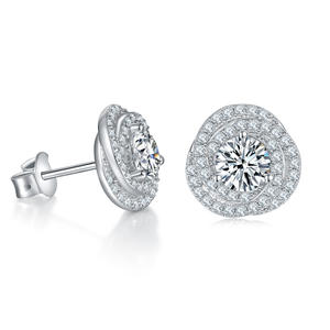 Boucles d'oreilles clous rondes en argent pur Moissanite pour hommes et femmes, 0,5 ct, toutes tendances - Product Image 2