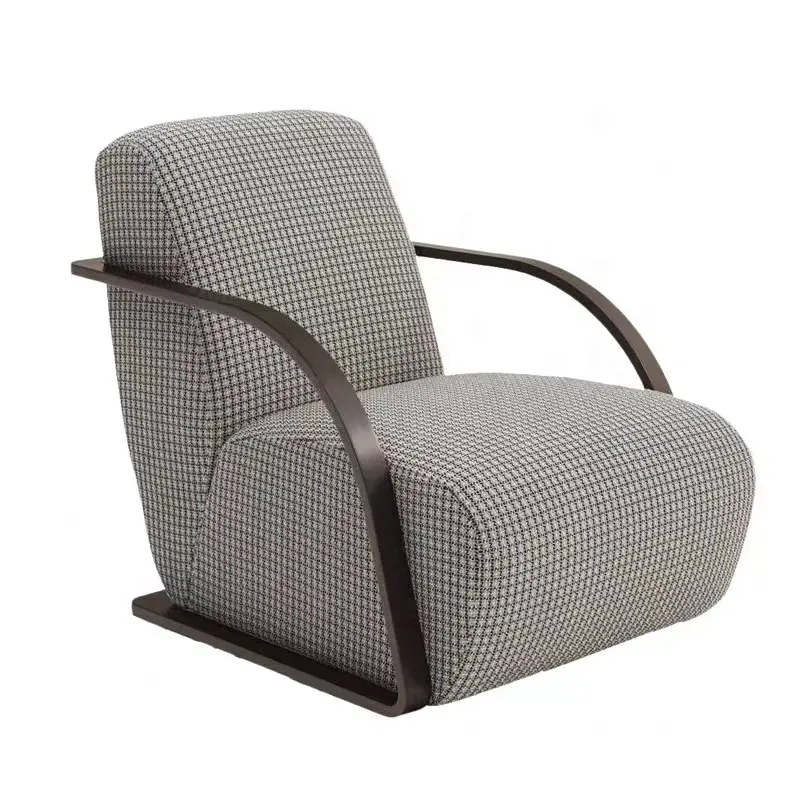Modern mewah Italia baja tahan karat bingkai kain kursi santai aksen lengan kursi ruang tamu