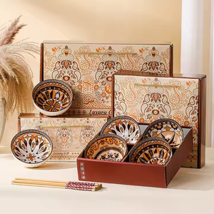 Bols en céramique bohèmes, baguettes, assiettes et ensembles de vaisselle, coffret cadeau exquis, vente chaude - Product Image 5