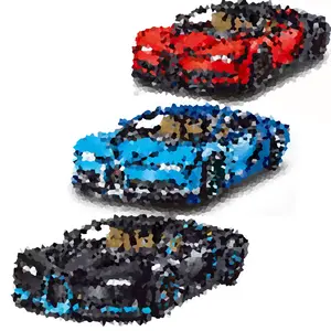 שלושה צבעים אדום שחור כחול מרוצי מכוניות טכנולוגיה 3625Pcs 3388 מודל משטרת אבני בניין לבני צעצוע 20086