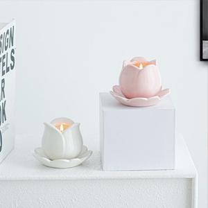 Bán buôn hiện đại <span class=keywords><strong>Rose</strong></span> Shape nến gốm container xi lanh tàu Jar cho sáp thơm trang trí nội thất giáng sinh ngày Valentine - Product Image 2