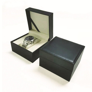 New Luxury Dark <b>Blue</b> PU Leather Watch <b>Box</b> Single Watch <b>Storage</b> Case High Quality Square Dustproof Watch <b>Box</b> with Soft Lining - Product Image 5