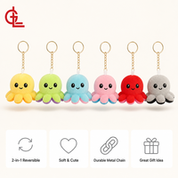 Reversibele Pluche Octopus Sleutelhanger Zachte Octopus Knuffeldier Sleutelhanger Schattige Pluche Sleutelhanger Groothandel OEM Aangepast