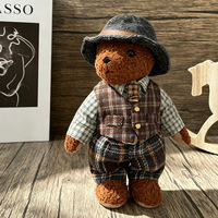 Tenue de costume de petit gentleman pour ours articulé, comprenant chemise et chapeau haut-de-forme, jouet en peluche ours mignon en tissu, pour 14 ans et plus