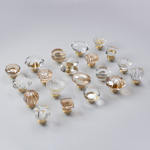 Boutons réglables en verre doré cristal laiton meubles armoire porte tiroir poignée chambre salle de bain armoires bureau couleur Champagne - Product Image 4