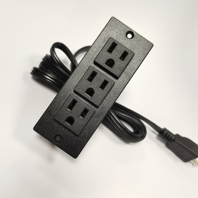 Recessed Mounted US Type Power Socket 100-240V/12A/15A 3 Outlets Power Strip with 3AC IP56 2m Cable