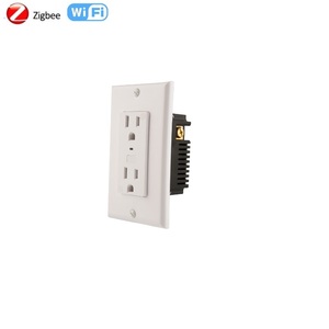 WiFi Tuya US 118MM 10A Smart Wall Socket 110V Alexa Voice Remote Control USB-A/USB-C <strong>Ports</strong> 2 Outlets Flame Retardant <strong>White</strong> - Product Image 4