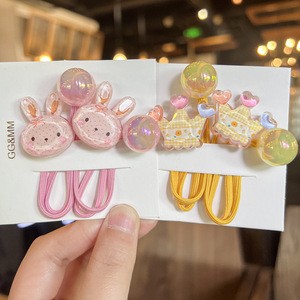 2 Pièces Élastiques à Cheveux Nouveaux Designs Mignons Motif Dessin Animé, Haute Élasticité, pour Filles, avec Fleurs, Ours et Perles, Accessoires pour Cheveux de Bébé - Product Image 4