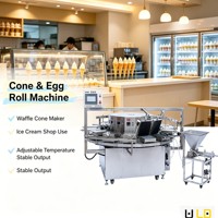 Nouvelle machine à gaufres automatique à cône rotatif - Facile à utiliser, sans restes alimentaires, en acier inoxydable 304, gaufrier portable