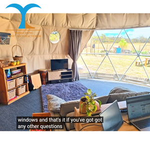 Tente dôme personnalisée Toile PVC imperméable pour le glamping Maison dôme géodésique Tente petite maison 2 chambres à coucher - Product Image 5