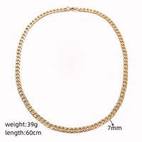 Collier Cubain Plaqué Cubain Longue Chaîne Collier Or Acier Inoxydable Large Vintage Unisexe Miami Cubain Lien Chaîne CLASSIQUE Alliage