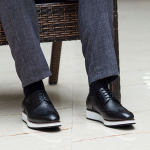 Handmade Men's Formal Office Career Waterproof Genuine Leather <b>Shoes</b> Breathable Laces Pointed Toe <b>Height</b> <b>Increasing</b> for Party - Product Image 2