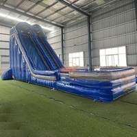 Toboggan aquatique gonflable géant bleu pour adultes, pour usage commercial en extérieur