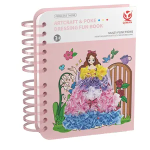 Creative 3in1 Drawing Book Diy Dress Up Full Dress Beauty Set Hand-made 3D Sticking Painting Book Drawing Education Safe for Kid