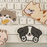 Étiquette brodée sur ordinateur, motif chien de dessin animé original et mignon, autocollant brodé, patch pour accessoires vestimentaires, autocollant en tissu