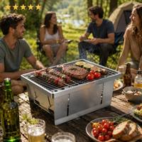 Grill portable pliable en acier inoxydable ENJOY pour le camping et la cuisson au charbon de bois, avec fonction de retournement