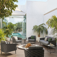 Canapé de jardin en corde tissée haut de gamme mobilier d'extérieur ensembles de jardin canapé en rotin de salon extérieur de luxe