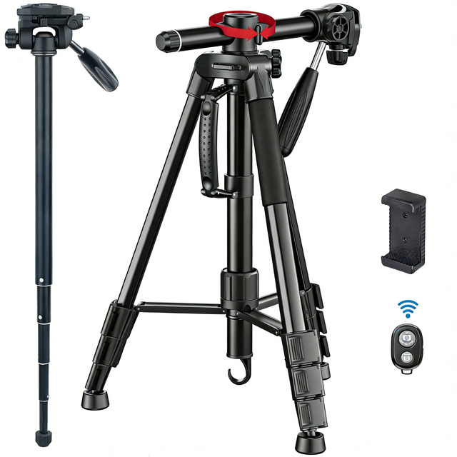 HF3 Professional Camera Tripod for Camera Mobile Phone Monopod 360-Degree Rotatable Center Column Lightweight Travel Dslr Tripod