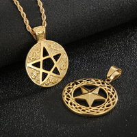 Pendentif étoile à cinq branches Hip Hop pour hommes, en acier inoxydable plaqué or 18 carats, design créatif ajouré