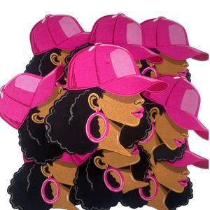 Parche Bordado de Niña Negra con Sombrero Rosa, Aplique de Moda para Niña, Insignia Personalizada para Planchar en Chaquetas, Decoración de Ropa DIY - Product Image 3