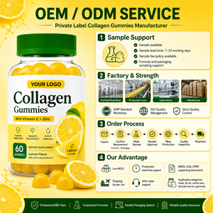 OEM สนับสนุนผิวสุขภาพดีเปล่งปลั่งอย่างเป็นธรรมชาติ ฟื้นฟูความนุ่มนวลของผิว วิตามินซี ซิงค์ คอลลาเจนเปปไทด์ไฮโดรไลซ์ เลมอน คอลลาเจน กัมมี่ - Product Image 2