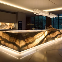 Panneau mural rétroéclairé en cristal de pierre de marbre naturel translucide coupé à la taille pour la décoration intérieure