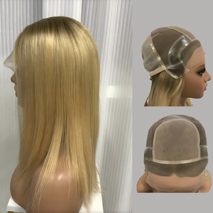 <span class=keywords><strong>Perruque</strong></span> sans colle en dentelle frontale avec dessus en soie de qualité supérieure, 100 % cheveux humains Remy, entièrement faite à la main, cuticules alignées, perruques médicales en silicone pour femmes atteintes d'alopécie - Product Image 1