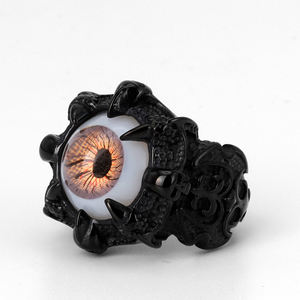 Bague en acier inoxydable 316 avec griffe d'œil de démon gothique pour homme, en métal noir avec texture d'œil 3D, design audacieux, sombre et rébelliant - Product Image 3