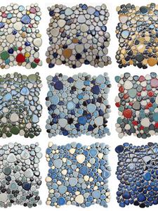 Mosaïque hexagonale en céramique bleue et blanche moderne, fragments de galets, 10 mm, antidérapante, résistante à l'usure, carreaux muraux intérieurs, piscine - Product Image 6